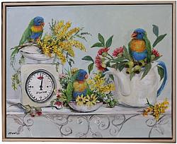 FRAMED - Lorikeets on a Shelf