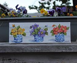 Original Painting on Canvas - Pansies - postage included Australia wide