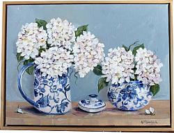 Original Painting on Canvas - Blue & White Trio - 30 x 40cm
