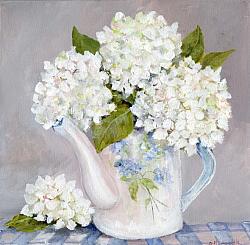 FRAMED - White Hydrangeas on Display - Postage included Australia wide